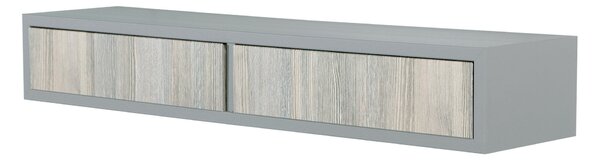 Mensola da Parete con 2 Cassetti 88,2x13,4x20 cm in Fibra di Legno Domino Sasso e Rovere Grigio