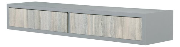 Mensola da Parete con 2 Cassetti 88,2x13,4x20 cm in Fibra di Legno Domino Sasso e Rovere Grigio