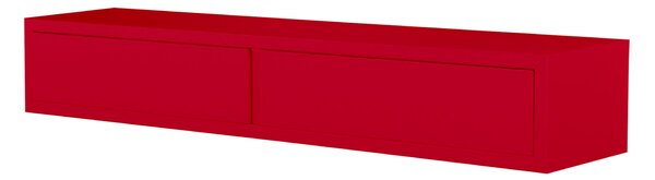 Mensola da Parete con 2 Cassetti 88,2x13,4x20 cm in Fibra di Legno Domino Rosso