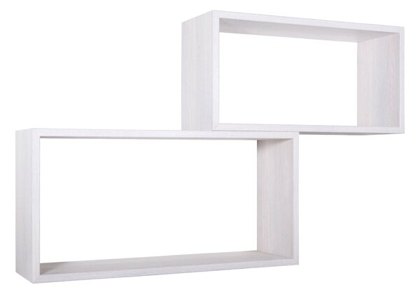 Set 2 Mensole Cubo da Parete Rettangolare in Fibra di Legno Bislungo Rovere Imperiale