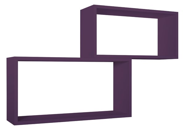 Set 2 Mensole Cubo da Parete Rettangolare in Fibra di Legno Bislugno Viola Melanzana