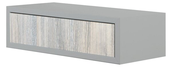 Mensola da Parete 1 Cassetto 45x13,4x20 cm in Fibra di Legno Lego Sasso e Rovere Grigio