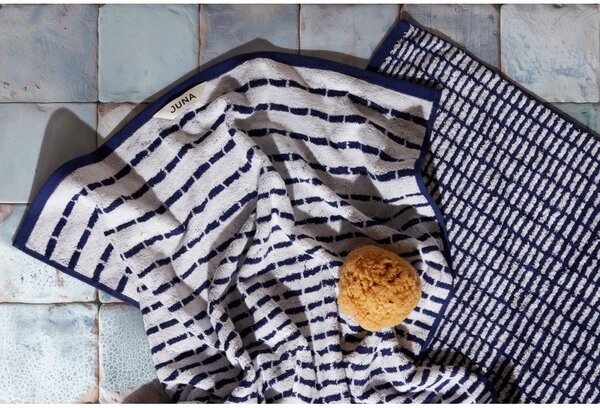Asciugamano tipo terry bianco/blu in misto bambù 50x100 cm Nuance – JUNA