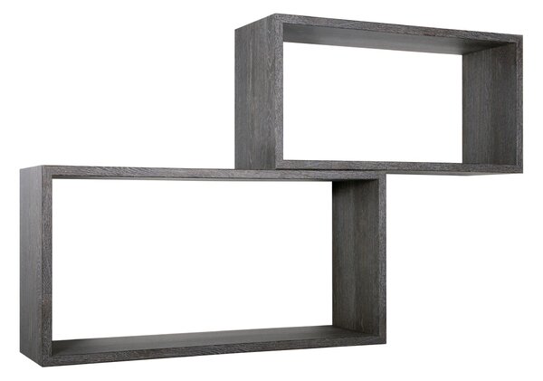 Set 2 Mensole Cubo da Parete Rettangolare in Fibra di Legno Bislungo Rovere Scuro