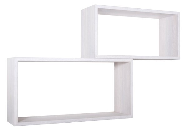 Set 2 Mensole Cubo da Parete Rettangolare in Fibra di Legno Bislungo Rovere Imperiale