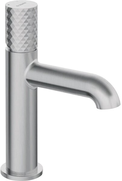 Rubinetto per lavabo Deante SILIA HEXA – Comando a manopola – Acciaio spazzolato – Rubinetto di design – Regolatore del getto mobile
