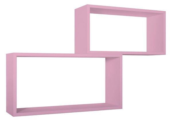 Set 2 Mensole Cubo da Parete Rettangolare in Fibra di Legno Bislungo Rosa Blush