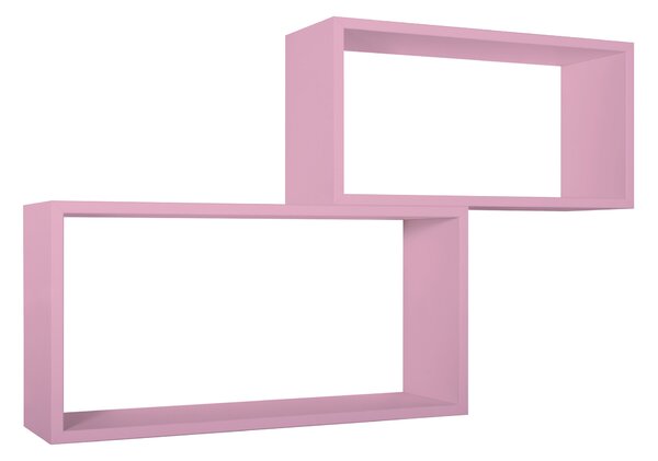 Set 2 Mensole Cubo da Parete Rettangolare in Fibra di Legno Bislungo Rosa Blush