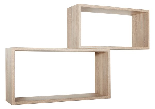 Set 2 Mensole Cubo da Parete Rettangolare in Fibra di Legno Bislungo Rovere Sagerau