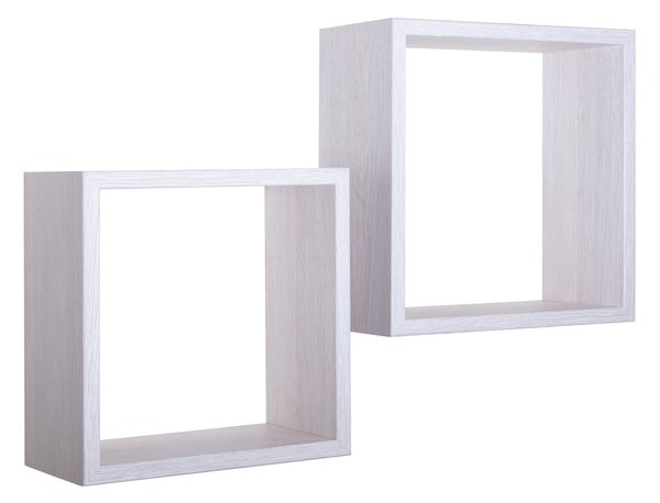 Set 2 Mensole Cubo da Parete Quadrato in Fibra di Legno Q-Bis Rovere Imperiale