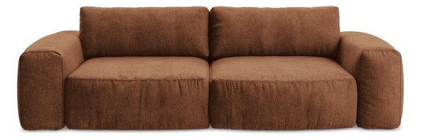 Divano color terracotta allungabile con rivestimento in ciniglia 275 cm Kuki – Makamii