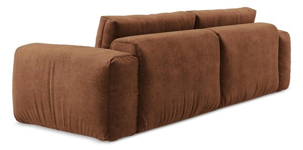 Divano color terracotta allungabile con rivestimento in ciniglia 275 cm Kuki – Makamii