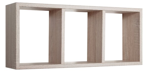 Mensola Rettangolare 3 Scomparti da Parete 70x30x15.5 cm in Fibra di Legno Tristano Rovere Sagerau