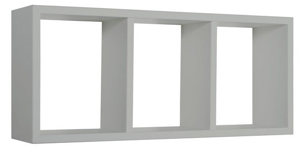 Mensola Rettangolare 3 Scomparti da Parete 70x30x15.5 cm in Fibra di Legno Tristano Grigio Sasso