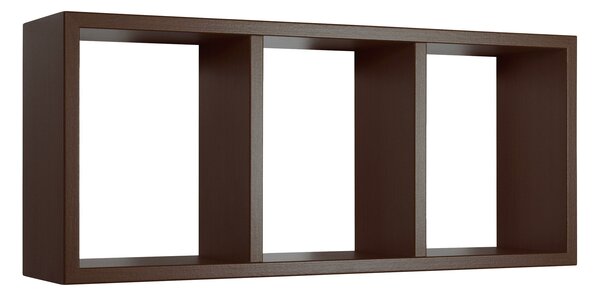Mensola Rettangolare 3 Scomparti da Parete 70x30x15.5 cm in Fibra di Legno Tristano Wengè