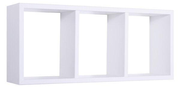 Mensola Rettangolare 3 Scomparti da Parete 70x30x15.5 cm in Fibra di Legno Tristano Bianco