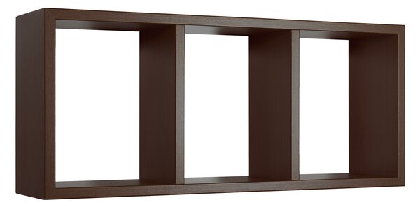 Mensola Rettangolare 3 Scomparti da Parete 70x30x15.5 cm in Fibra di Legno Tristano Wengè