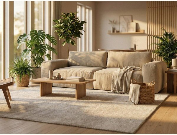 Divano color terracotta allungabile con rivestimento in ciniglia 275 cm Kuki – Makamii