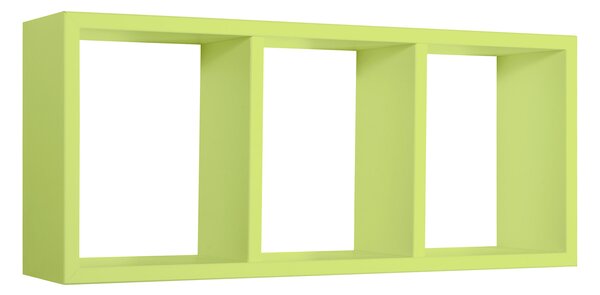 Mensola Rettangolare 3 Scomparti da Parete 70x30x15.5 cm in Fibra di Legno Tristano Verde