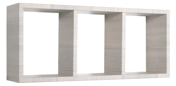 Mensola Rettangolare 3 Scomparti da Parete 70x30x15.5 cm in Fibra di Legno Tristano Rovere Grigio