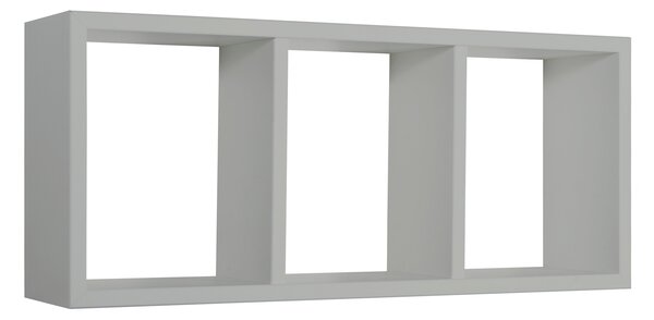 Mensola Rettangolare 3 Scomparti da Parete 70x30x15.5 cm in Fibra di Legno Tristano Grigio Sasso