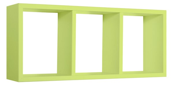 Mensola Rettangolare 3 Scomparti da Parete 70x30x15.5 cm in Fibra di Legno Tristano Verde