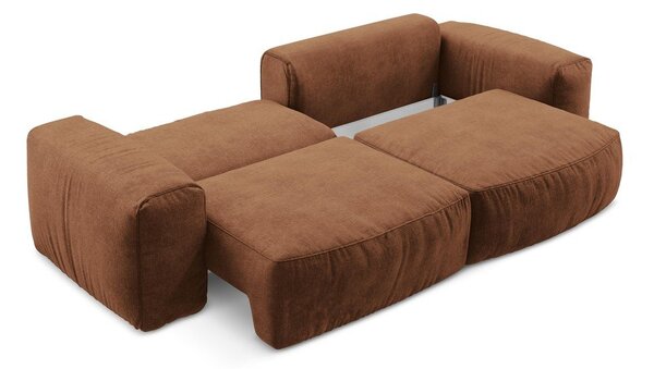 Divano color terracotta allungabile con rivestimento in ciniglia 275 cm Kuki – Makamii