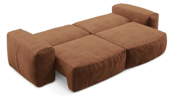 Divano color terracotta allungabile con rivestimento in ciniglia 275 cm Kuki – Makamii