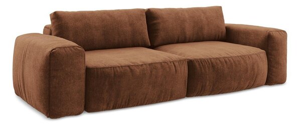 Divano color terracotta allungabile con rivestimento in ciniglia 275 cm Kuki – Makamii