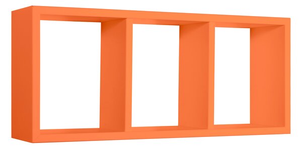 Mensola Rettangolare 3 Scomparti da Parete 70x30x15.5 cm in Fibra di Legno Tristano Arancio