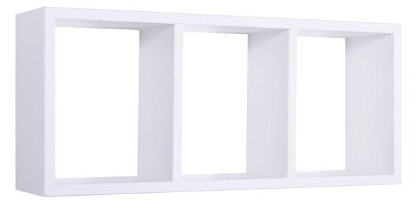 Mensola Rettangolare 3 Scomparti da Parete 70x30x15.5 cm in Fibra di Legno Tristano Bianco