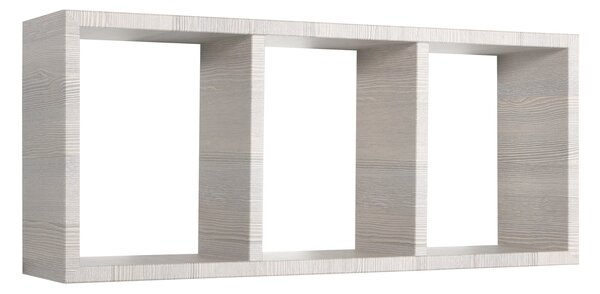 Mensola Rettangolare 3 Scomparti da Parete 70x30x15.5 cm in Fibra di Legno Tristano Rovere Grigio