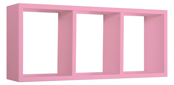 Mensola Rettangolare 3 Scomparti da Parete 70x30x15.5 cm in Fibra di Legno Tristano Rosa Blush