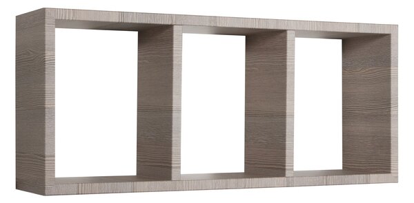 Mensola Rettangolare 3 Scomparti da Parete 70x30x15.5 cm in Fibra di Legno Tristano Rovere Moka