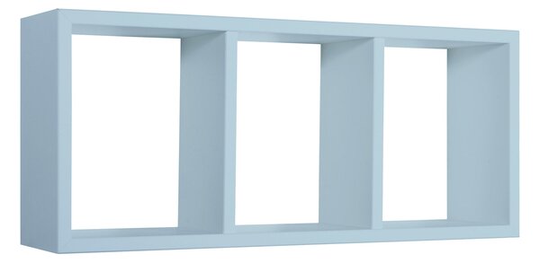 Mensola Rettangolare 3 Scomparti da Parete 70x30x15.5 cm in Fibra di Legno Tristano Blu Baltico