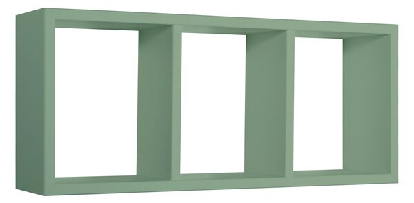 Mensola Rettangolare 3 Scomparti da Parete 70x30x15.5 cm in Fibra di Legno Tristano Verde Acqua Marina