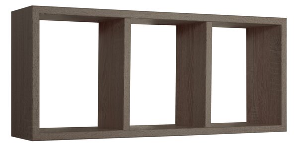 Mensola Rettangolare 3 Scomparti da Parete 70x30x15.5 cm in Fibra di Legno Tristano Noce Segato