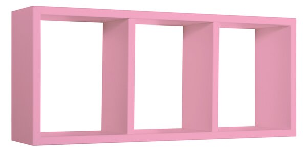 Mensola Rettangolare 3 Scomparti da Parete 70x30x15.5 cm in Fibra di Legno Tristano Rosa Blush