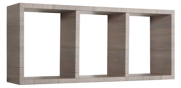 Mensola Rettangolare 3 Scomparti da Parete 70x30x15.5 cm in Fibra di Legno Tristano Rovere Moka