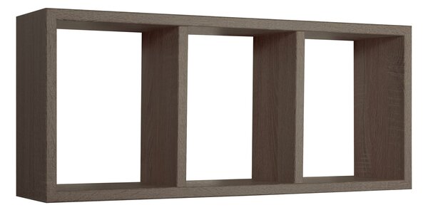 Mensola Rettangolare 3 Scomparti da Parete 70x30x15.5 cm in Fibra di Legno Tristano Noce Segato