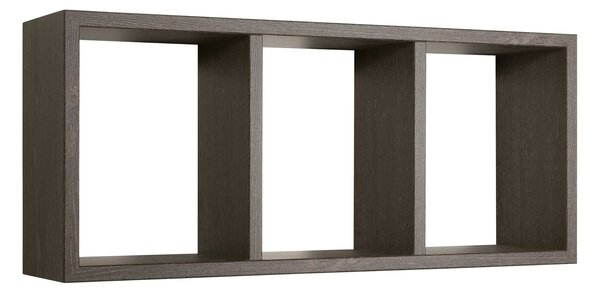 Mensola Rettangolare 3 Scomparti da Parete 70x30x15.5 cm in Fibra di Legno Tristano Rovere Scuro
