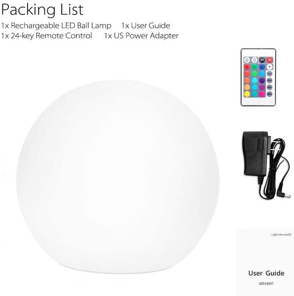 Lampada a LED sferica UNIQ da 15 cm, lampada da giardino impermeabile IP65 con telecomando e batteria ricaricabile