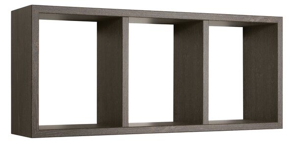 Mensola Rettangolare 3 Scomparti da Parete 70x30x15.5 cm in Fibra di Legno Tristano Rovere Scuro