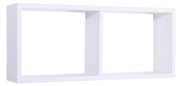 Mensola Rettangolare 2 Scomparti da Parete 70x30x15,5 cm in Fibra di Legno Morgana Bianco
