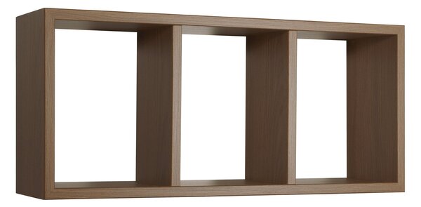 Mensola Rettangolare 3 Scomparti da Parete 70x30x15.5 cm in Fibra di Legno Tristano Rovere Tabacco