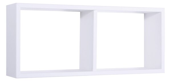 Mensola Rettangolare 2 Scomparti da Parete 70x30x15,5 cm in Fibra di Legno Morgana Bianco