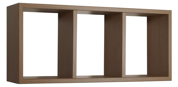 Mensola Rettangolare 3 Scomparti da Parete 70x30x15.5 cm in Fibra di Legno Tristano Rovere Tabacco