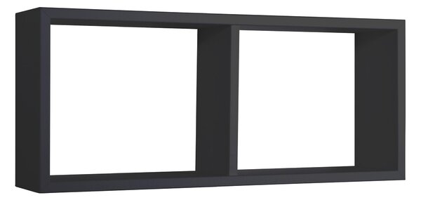 Mensola Rettangolare 2 Scomparti da Parete 70x30x15,5 cm in Fibra di Legno Morgana Nero