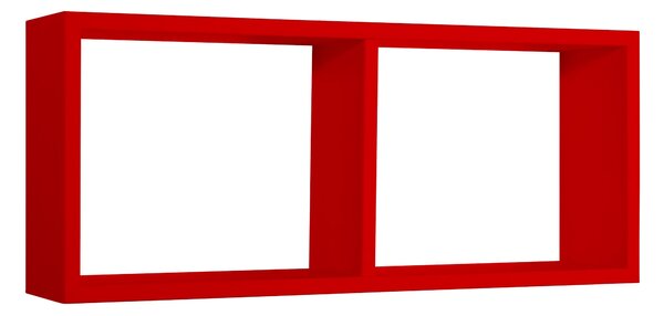 Mensola Rettangolare 2 Scomparti da Parete 70x30x15,5 cm in Fibra di Legno Morgana Rosso