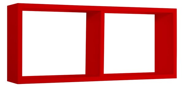 Mensola Rettangolare 2 Scomparti da Parete 70x30x15,5 cm in Fibra di Legno Morgana Rosso